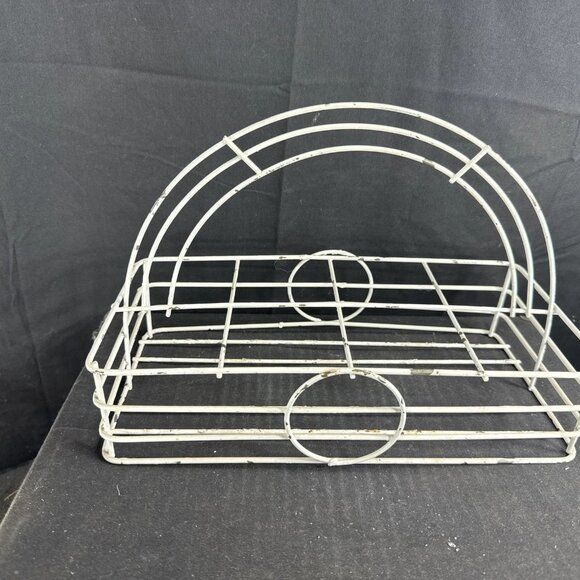 Vintage Mid-Century Modern White Wire 8-Glass Drink Caddy Classic Retro Design - Picture 1 of 7